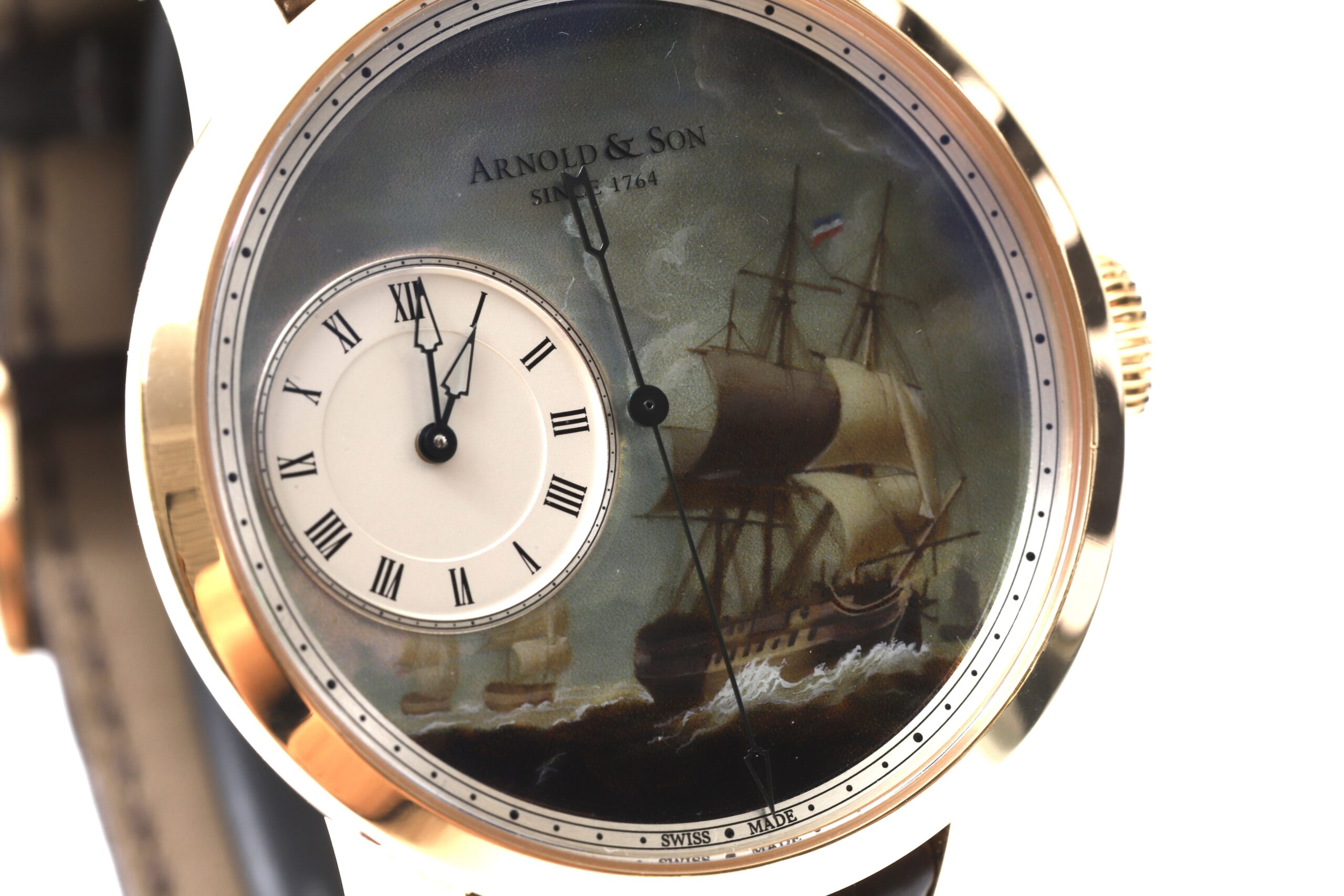Arnold & Son Indiamen Enamel Dead Seconds Pink Gold 28 Limited Edition 44mm Arnold & Son Indiamen Enamel Dead Seconds Pink Gold 28 Limited Edition 44mm