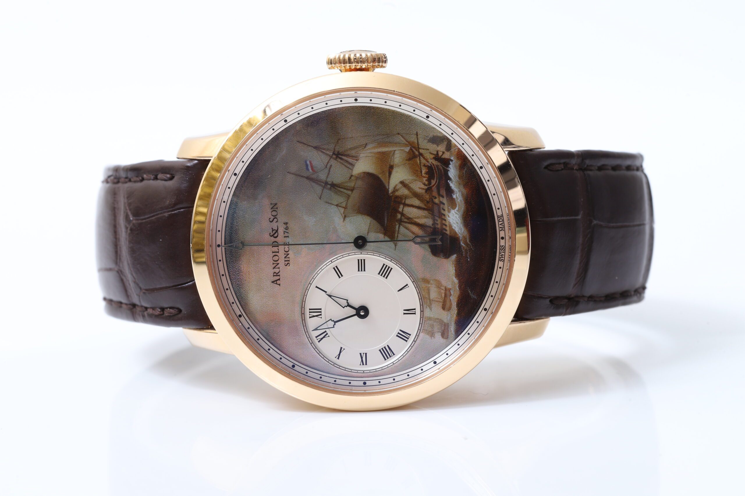 Arnold & Son Indiamen Enamel Dead Seconds Pink Gold 28 Limited Edition 44mm Arnold & Son Indiamen Enamel Dead Seconds Pink Gold 28 Limited Edition 44mm