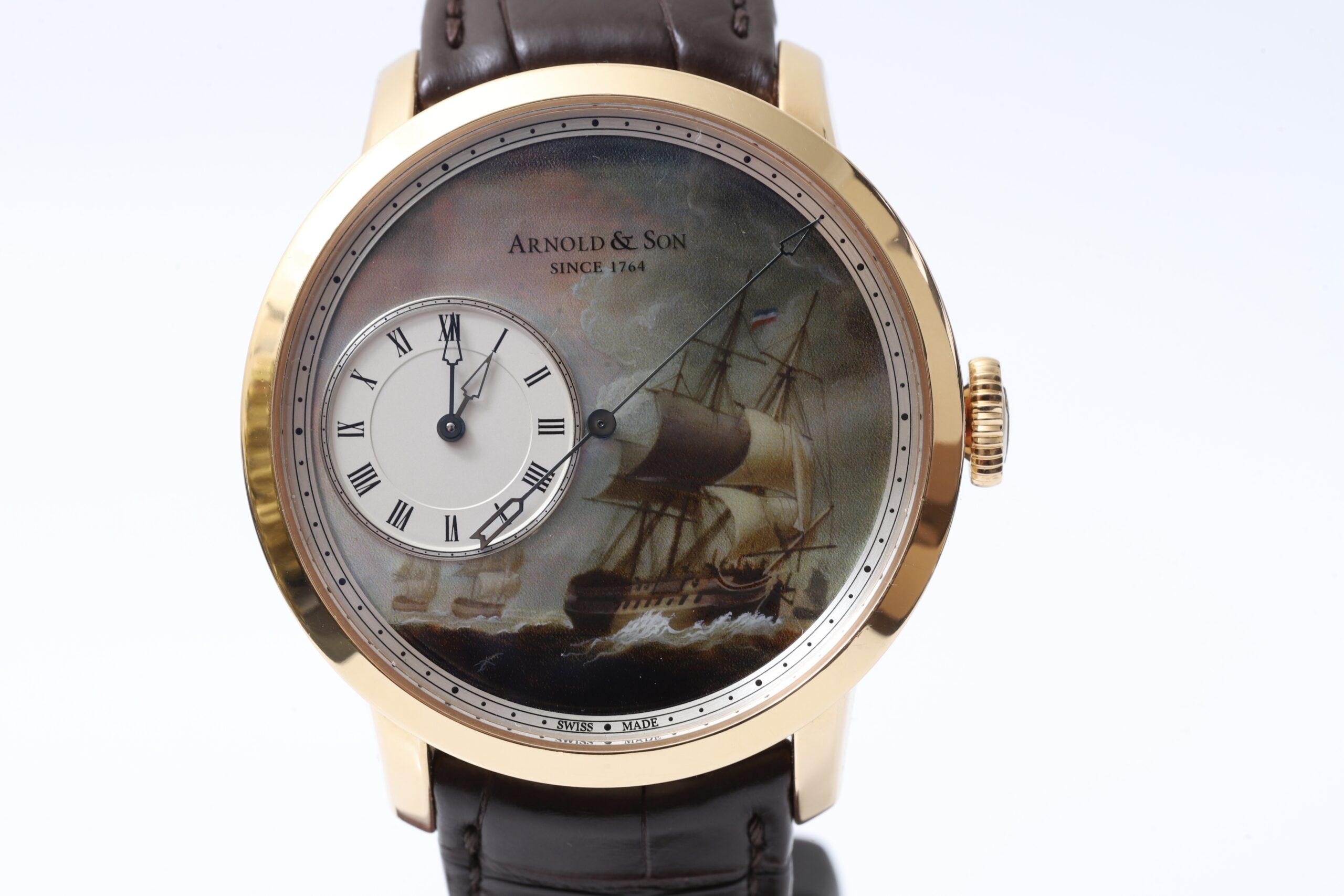 Arnold & Son Indiamen Enamel Dead Seconds Pink Gold 28 Limited Edition 44mm Arnold & Son Indiamen Enamel Dead Seconds Pink Gold 28 Limited Edition 44mm