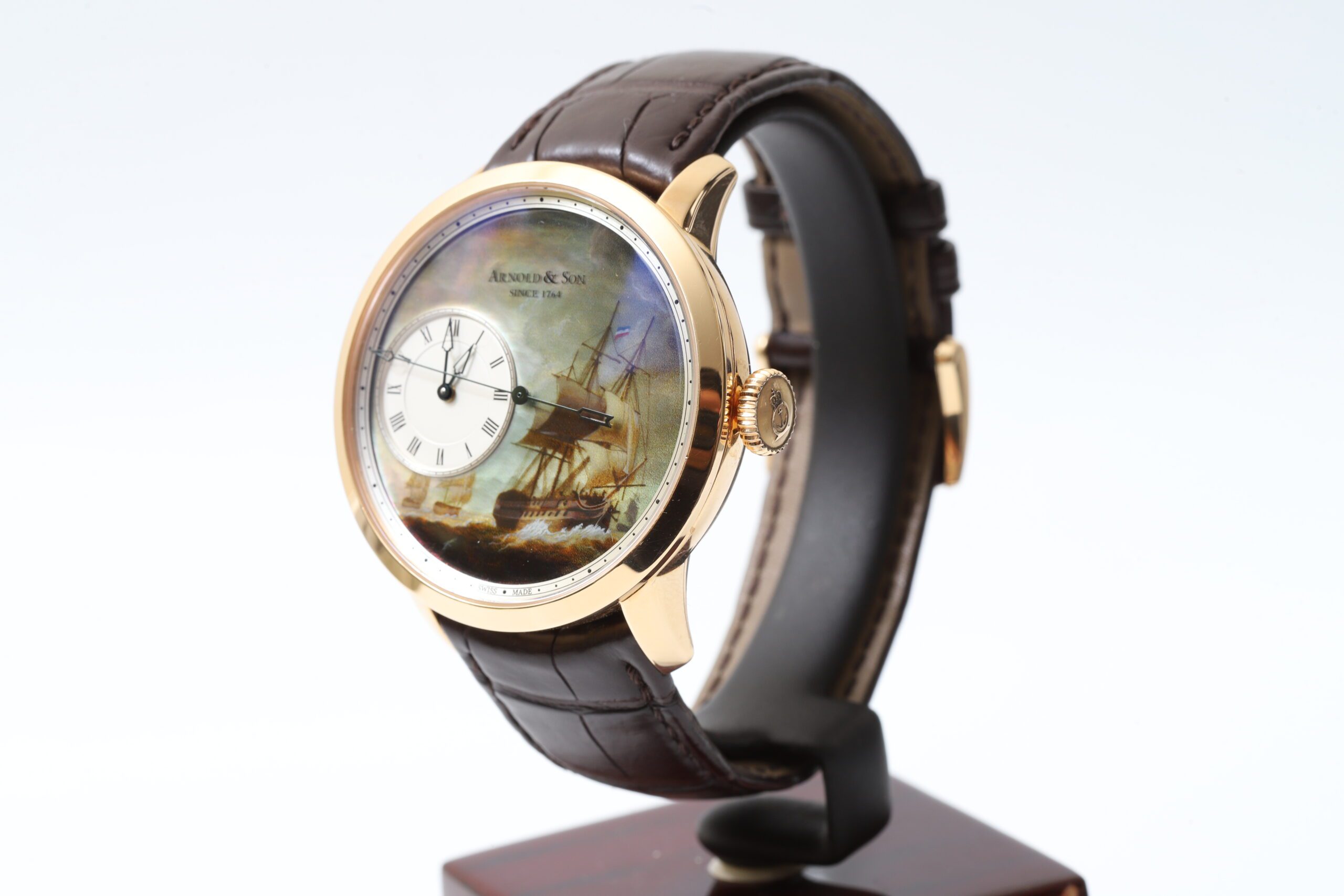 Arnold & Son Indiamen Enamel Dead Seconds Pink Gold 28 Limited Edition 44mm Arnold & Son Indiamen Enamel Dead Seconds Pink Gold 28 Limited Edition 44mm