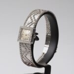 Longines Square Vintage 18k White Gold Bracelet Diamond Bezel 60s Circa
