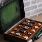 Bosphorus Leather Watch Collector Case Green For 15 Watches