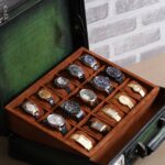 Bosphorus Leather Watch Collector Case Green For 15 Watches