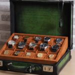 Bosphorus Leather Watch Collector Case Green For 15 Watches