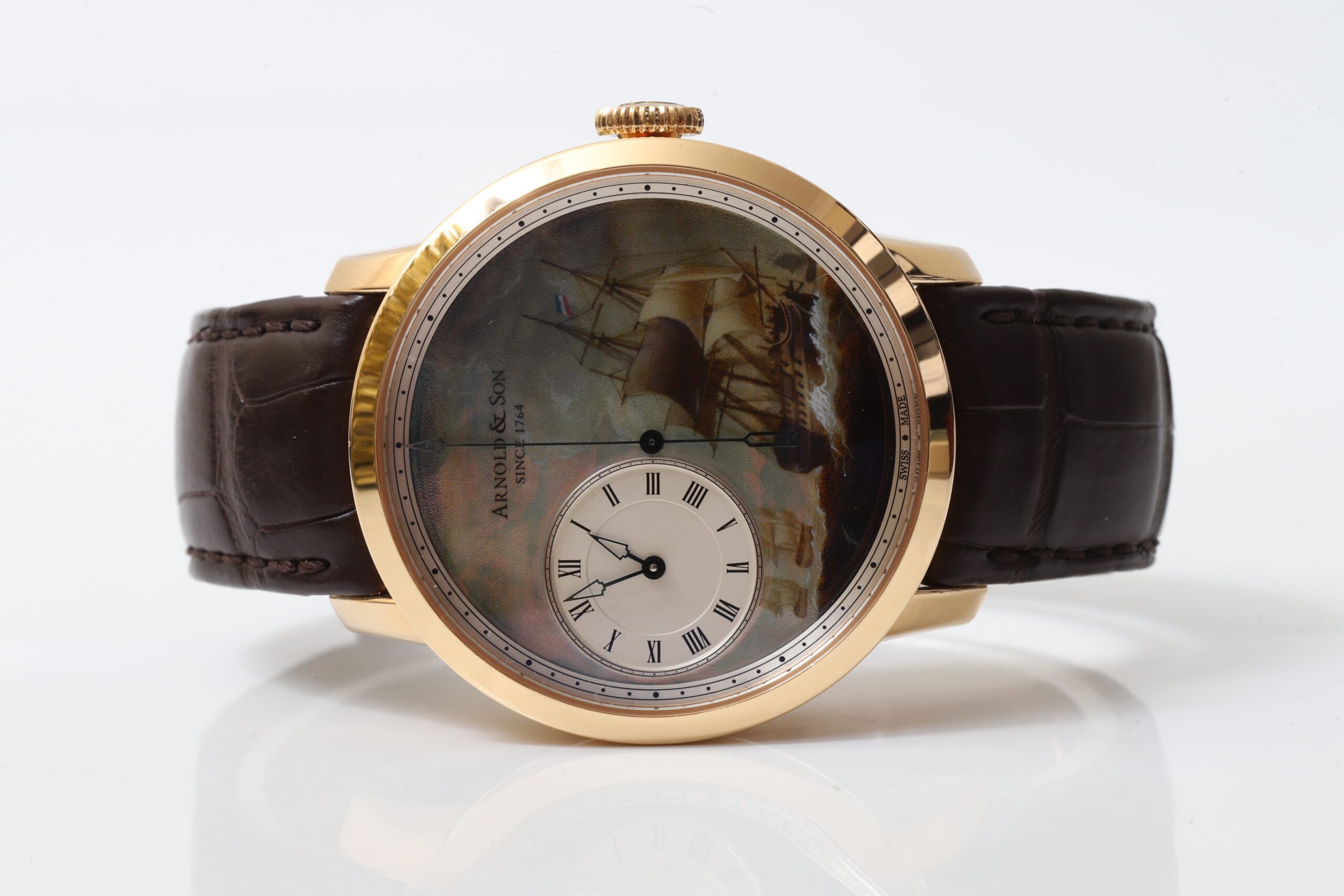 Arnold & Son Indiamen Enamel Dead Seconds Pink Gold 28 Limited Edition 44mm Arnold & Son Indiamen Enamel Dead Seconds Pink Gold 28 Limited Edition 44mm
