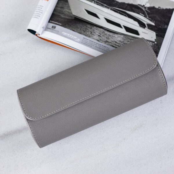Galata Saffiano Grey Watch Roll 3x