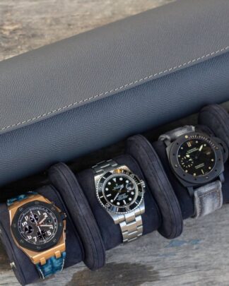 Galata Saffiano Dark Grey Watch Roll 4x