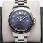 Longines Blue Dial Stainless Steel Conquest 39mm Automatic Box & Papers Excellent Condition