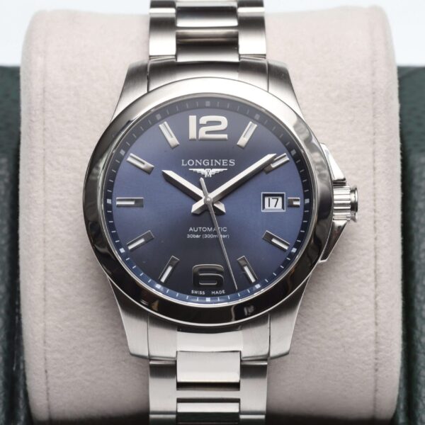 Longines Blue Dial Stainless Steel Conquest 39mm Automatic Box & Papers Excellent Condition