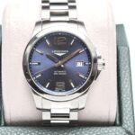 Longines Blue Dial Stainless Steel Conquest 39mm Automatic Box & Papers Excellent Condition