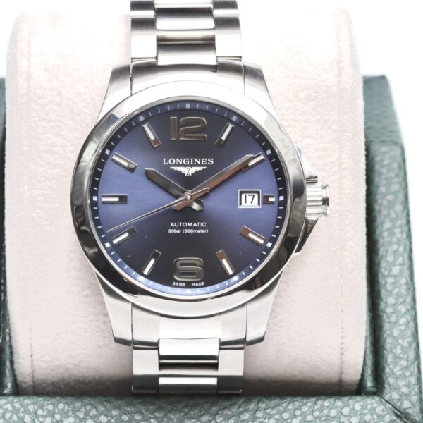 Longines Blue Dial Stainless Steel Conquest 39mm Automatic Box & Papers Excellent Condition