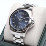 Longines Blue Dial Stainless Steel Conquest 39mm Automatic Box & Papers Excellent Condition