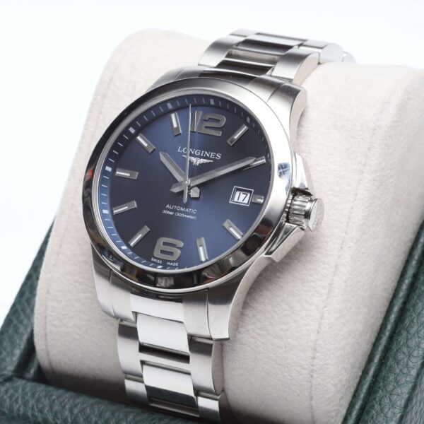 Longines Blue Dial Stainless Steel Conquest 39mm Automatic Box & Papers Excellent Condition