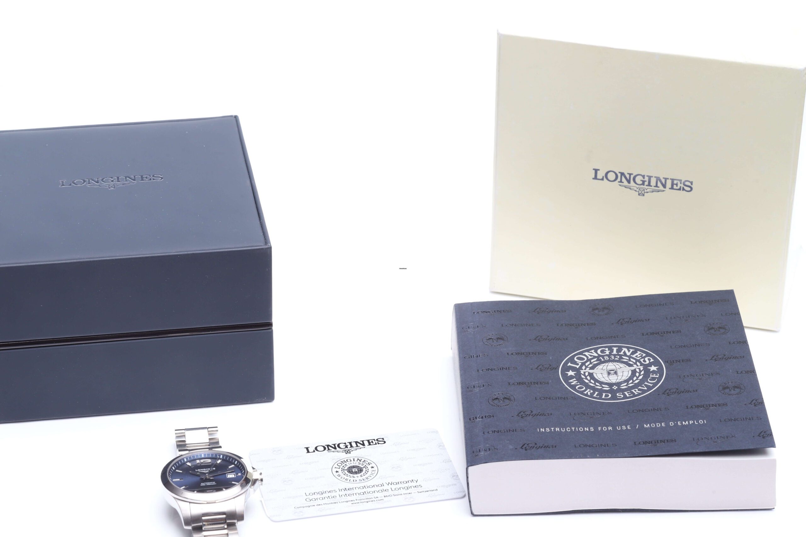 Longines Blue Dial Stainless Steel Conquest 39mm Automatic Box & Papers Excellent Condition