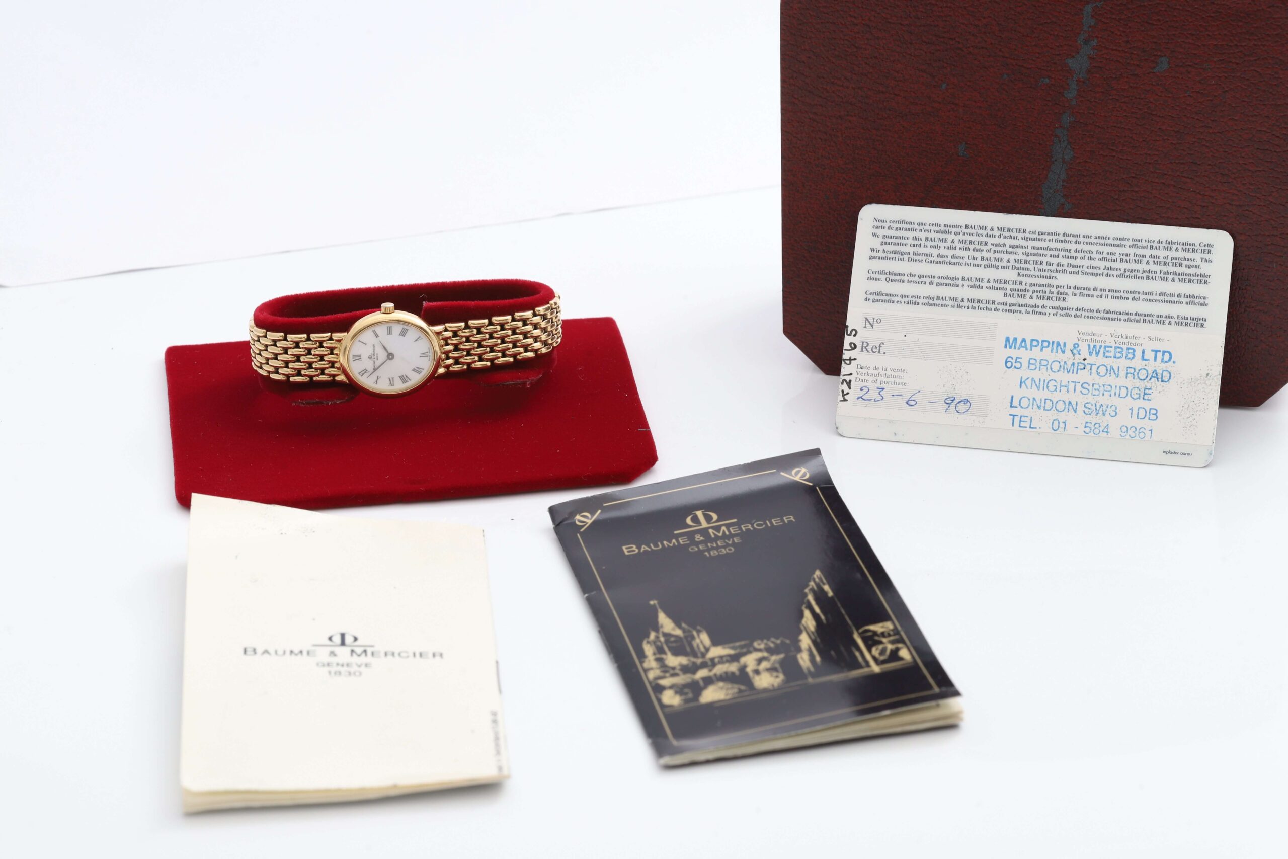 Baume & Mercier 18k Full Yellow Gold Quartz Box & Papers