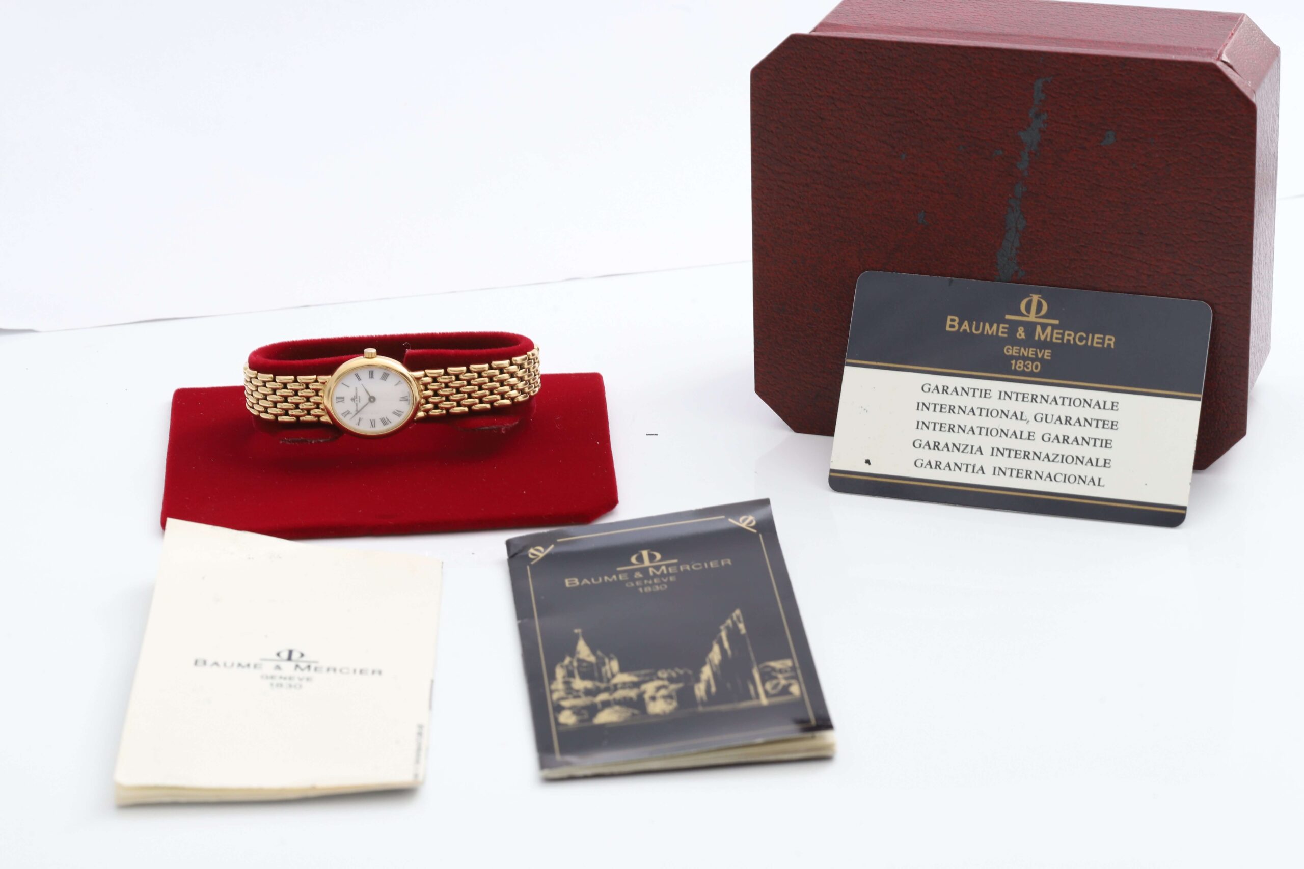 Baume & Mercier 18k Full Yellow Gold Quartz Box & Papers