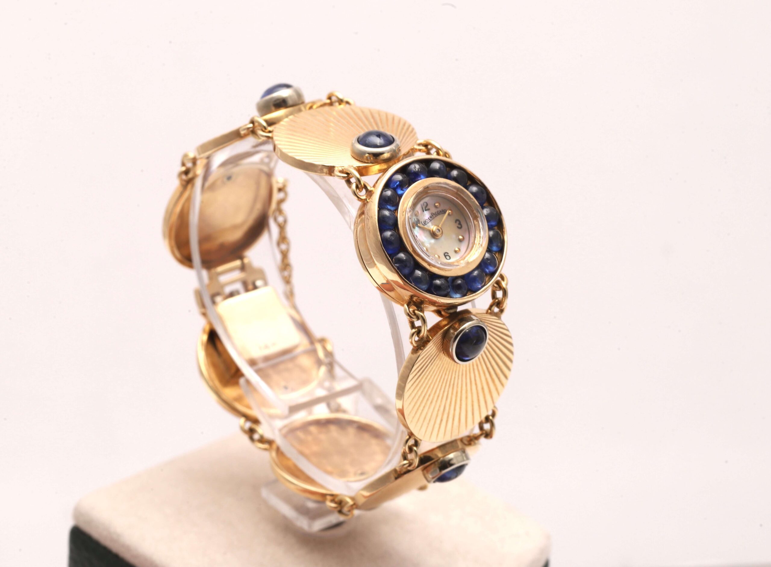 Lucien Piccard 14ct Yellow Gold & Sapphire Vintage Manual Wind Women's Watch