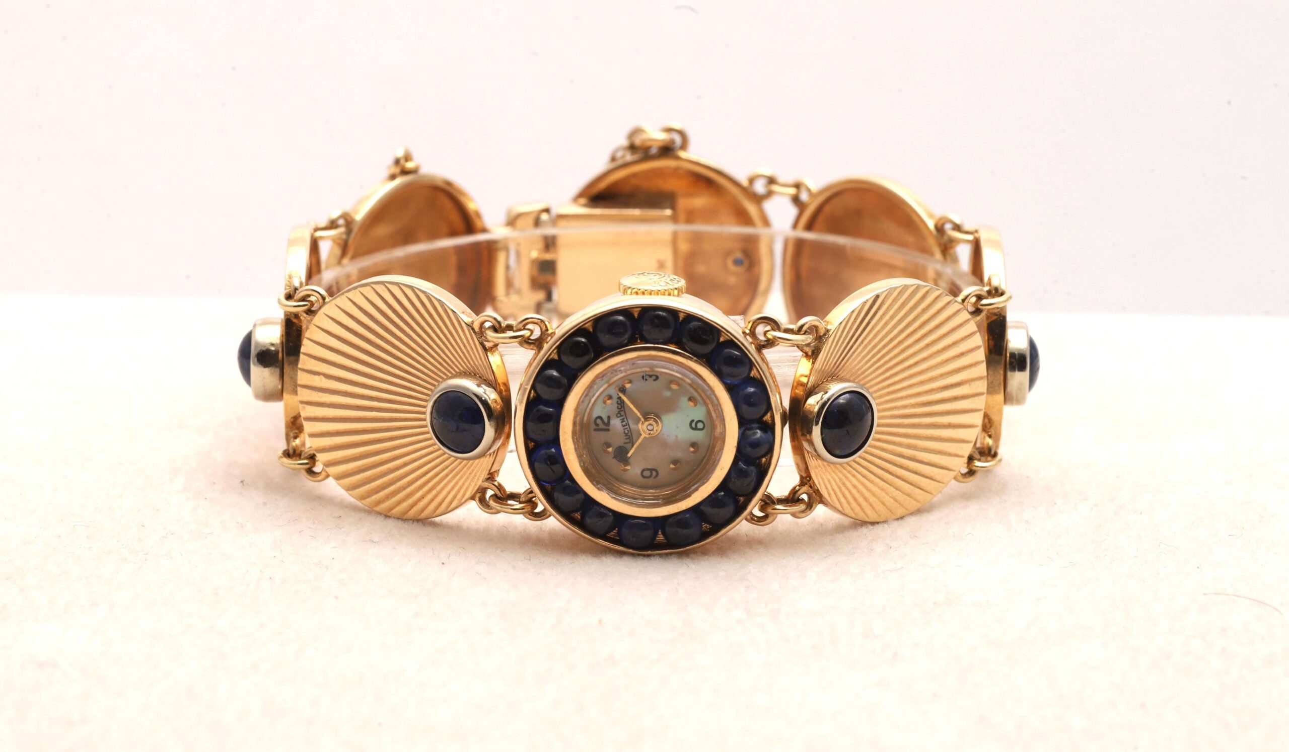 Lucien Piccard 14ct Yellow Gold & Sapphire Vintage Manual Wind Women's Watch