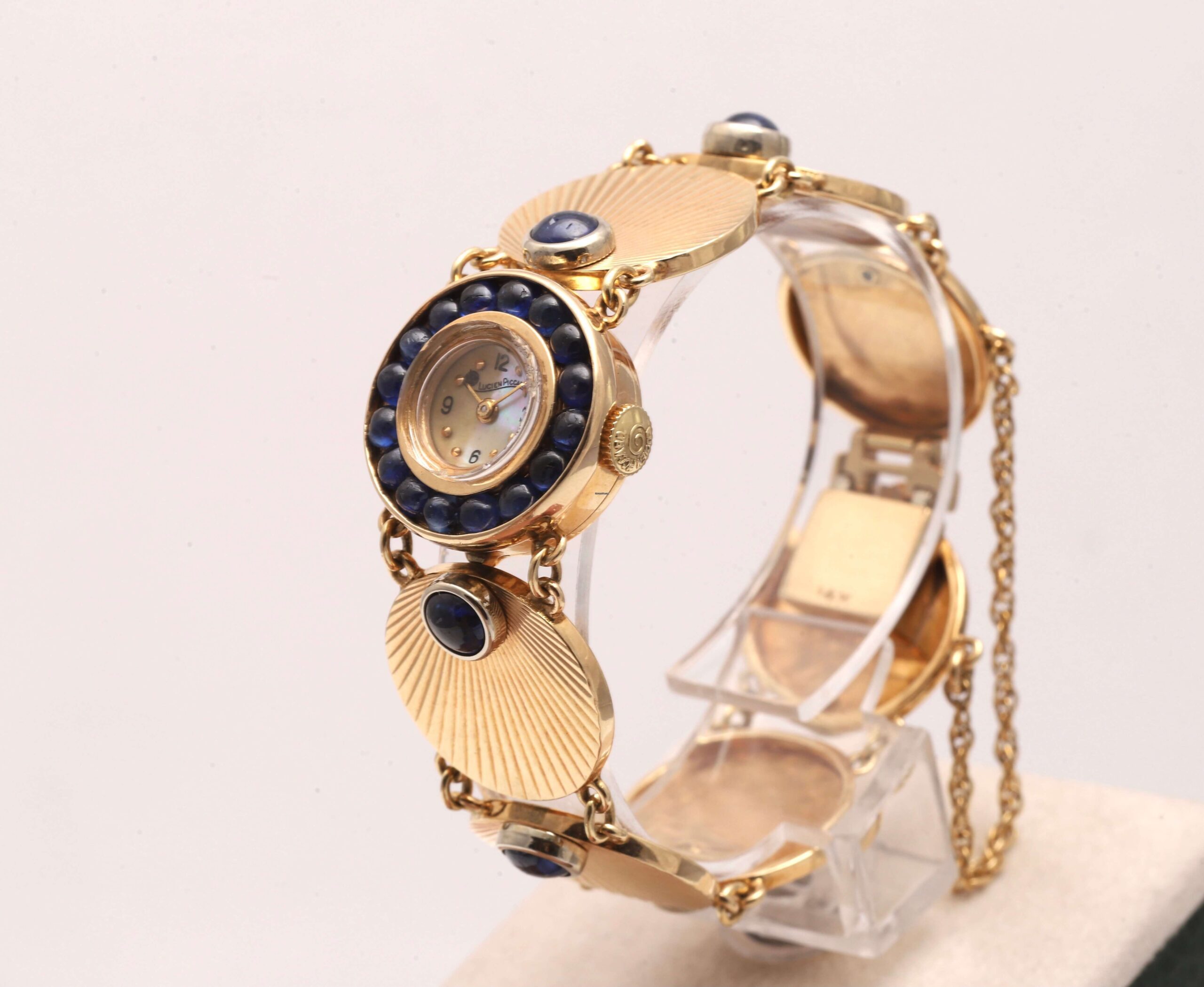 Lucien Piccard 14ct Yellow Gold & Sapphire Vintage Manual Wind Women's Watch