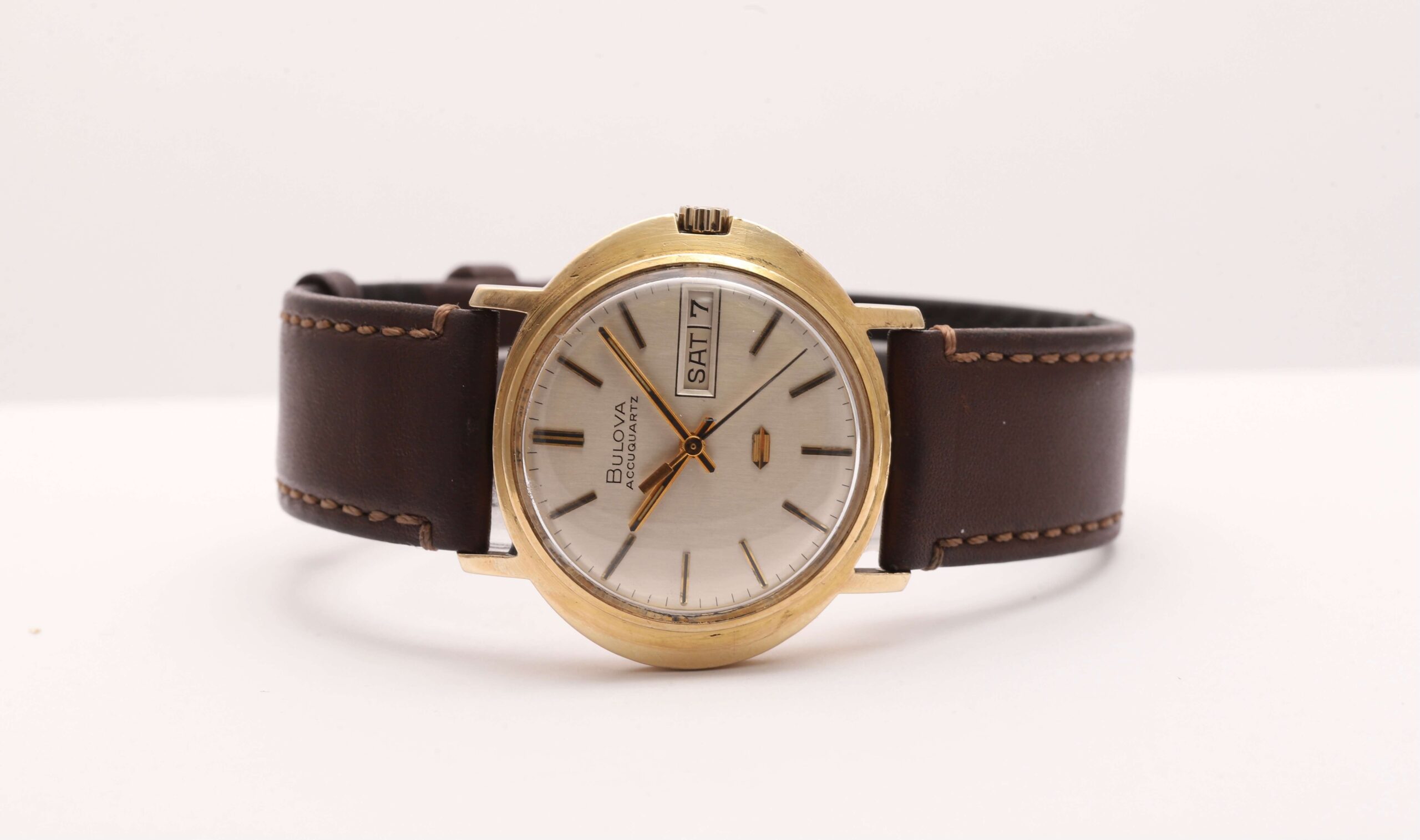 Bulova Accuquartz 14ct Gold Day Date Very Rare