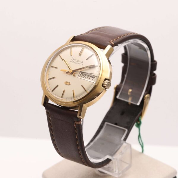 Bulova Accuquartz 14ct Gold Day Date Very Rare
