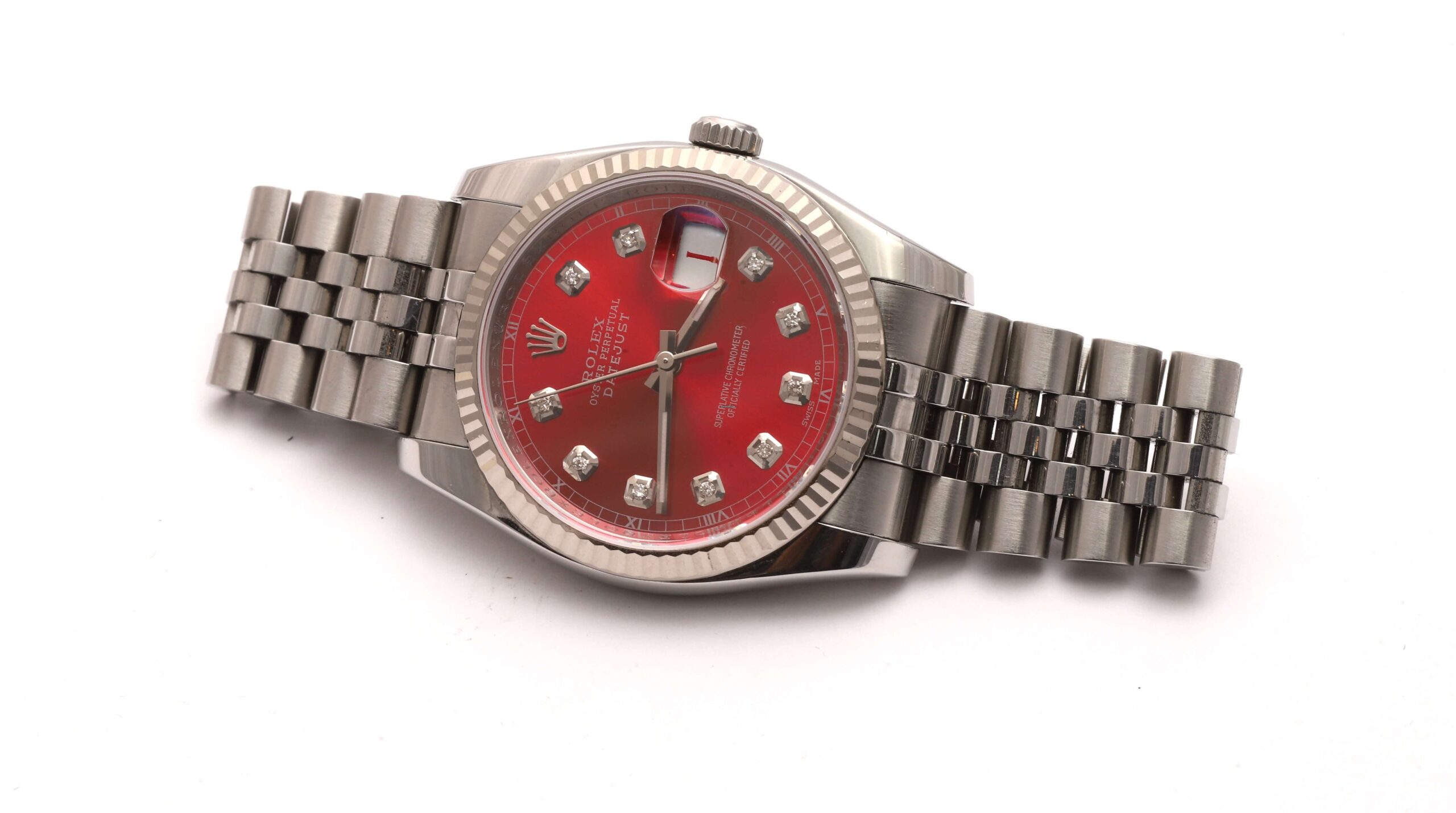 Rolex Datejust 116234 Roulette Red Dial With Diamonds 36mm