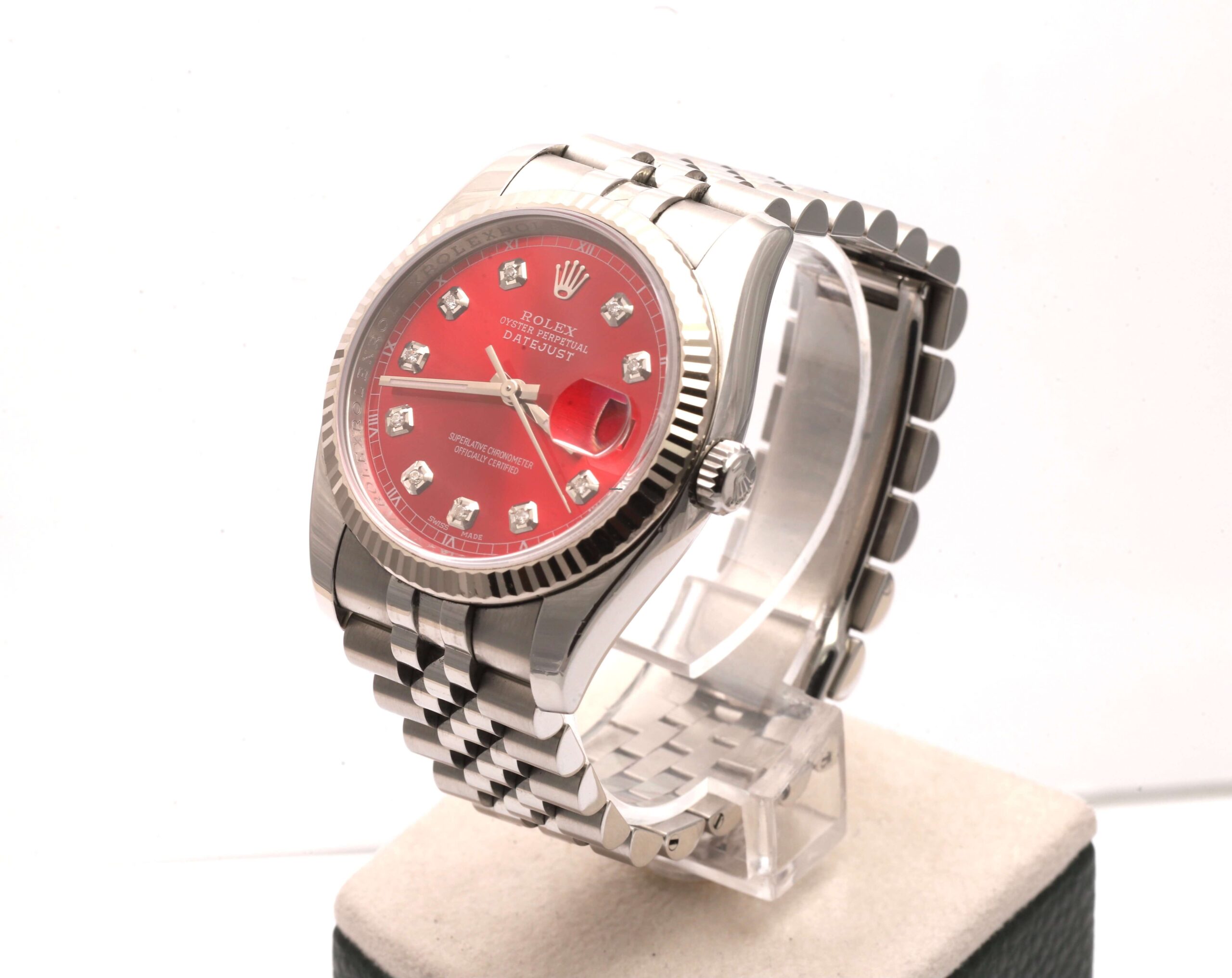 Rolex Datejust 116234 Roulette Red Dial With Diamonds 36mm