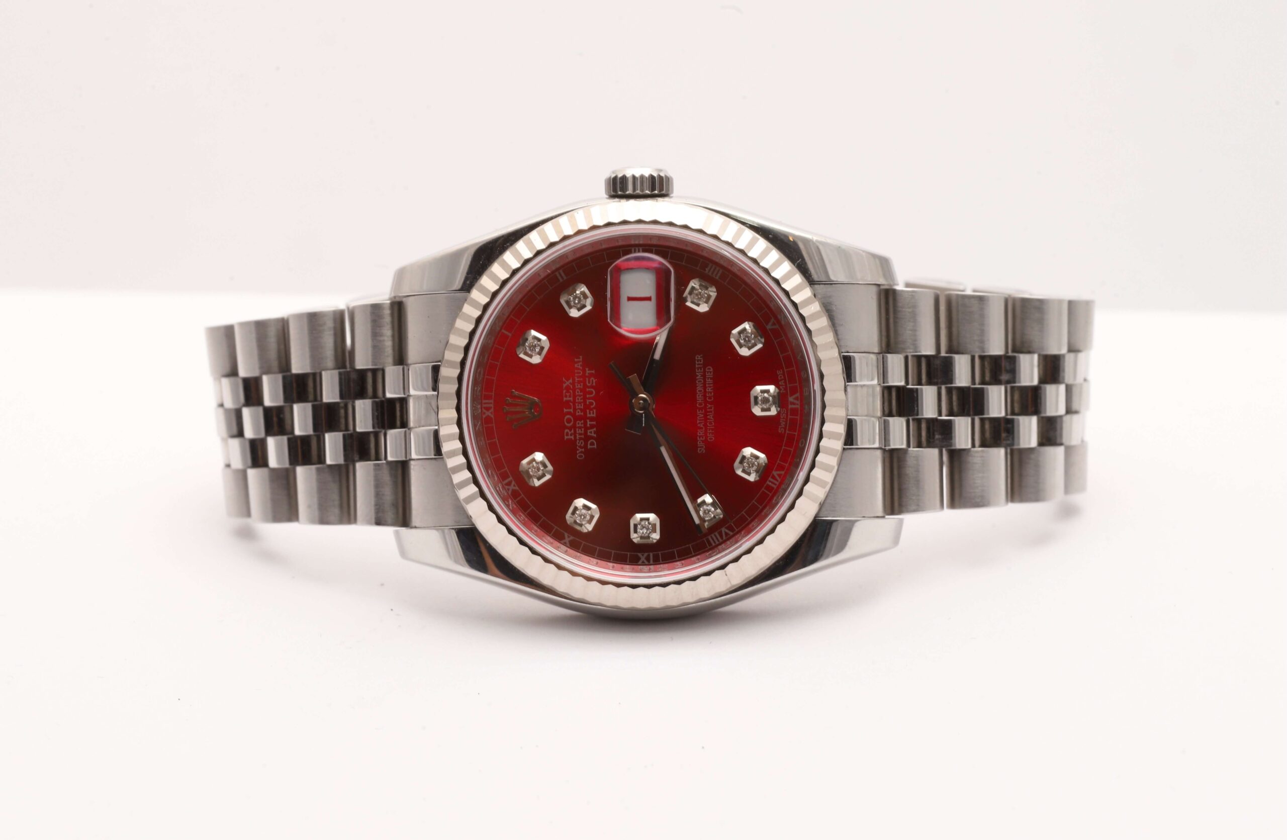 Rolex Datejust 116234 Roulette Red Dial With Diamonds 36mm