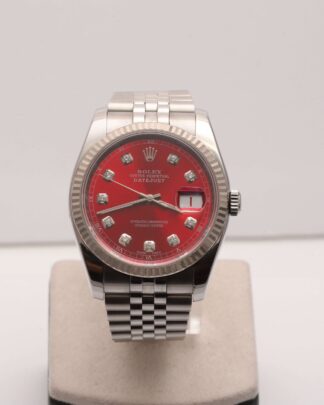 Rolex Datejust 116234 Roulette Red Dial With Diamonds 36mm