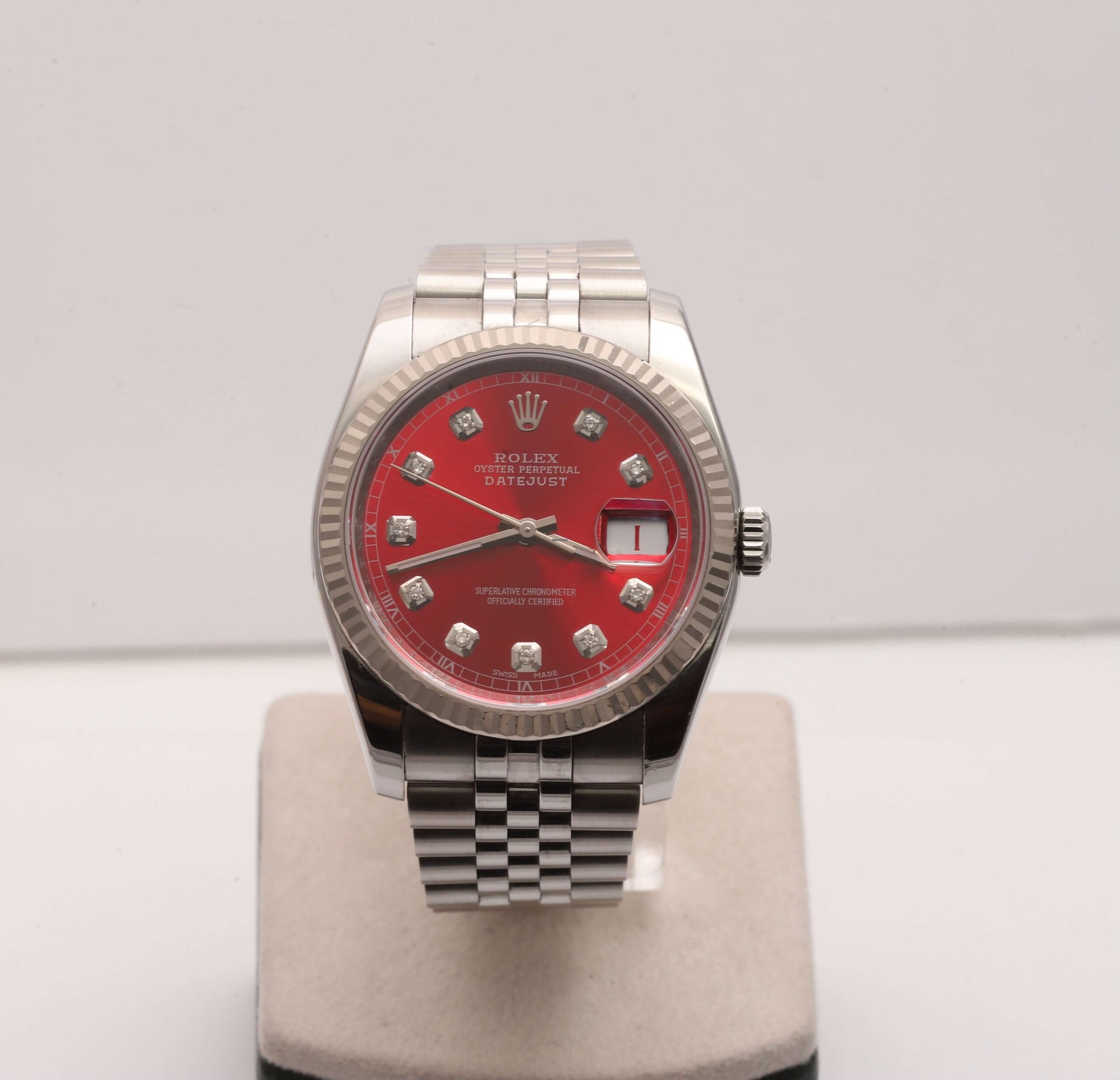 Rolex Datejust 116234 Roulette Red Dial With Diamonds 36mm