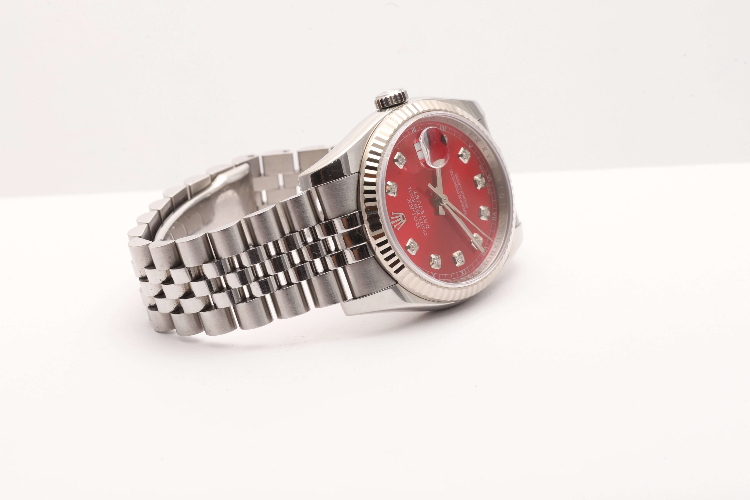 Rolex Datejust 116234 Roulette Red Dial With Diamonds 36mm