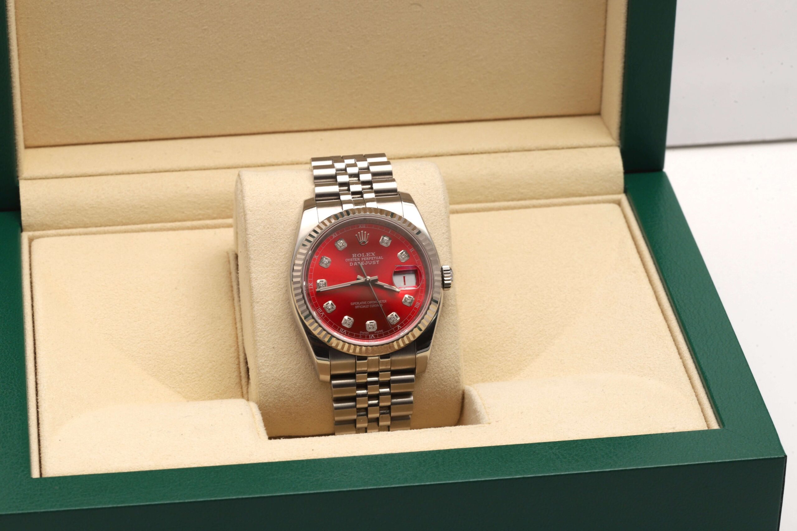 Rolex Datejust 116234 Roulette Red Dial With Diamonds 36mm