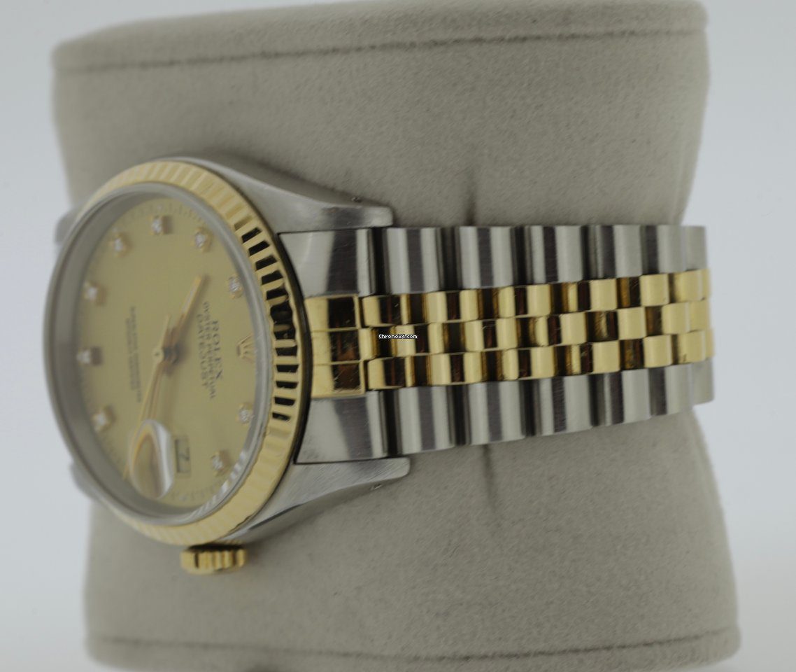 Rolex Datejust Factory Diamond Dial Steel & Gold 36mm Automatic