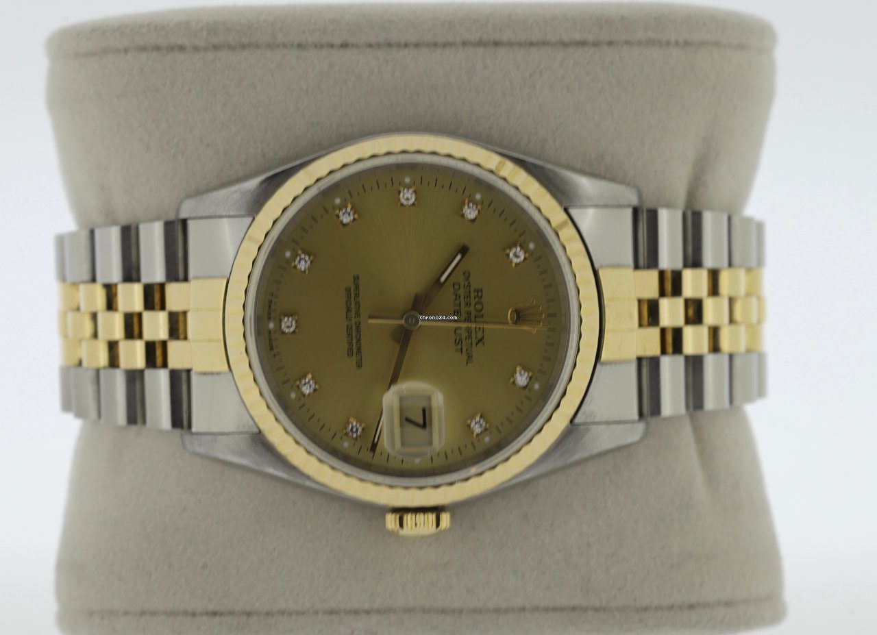 Rolex Datejust Factory Diamond Dial Steel & Gold 36mm Automatic