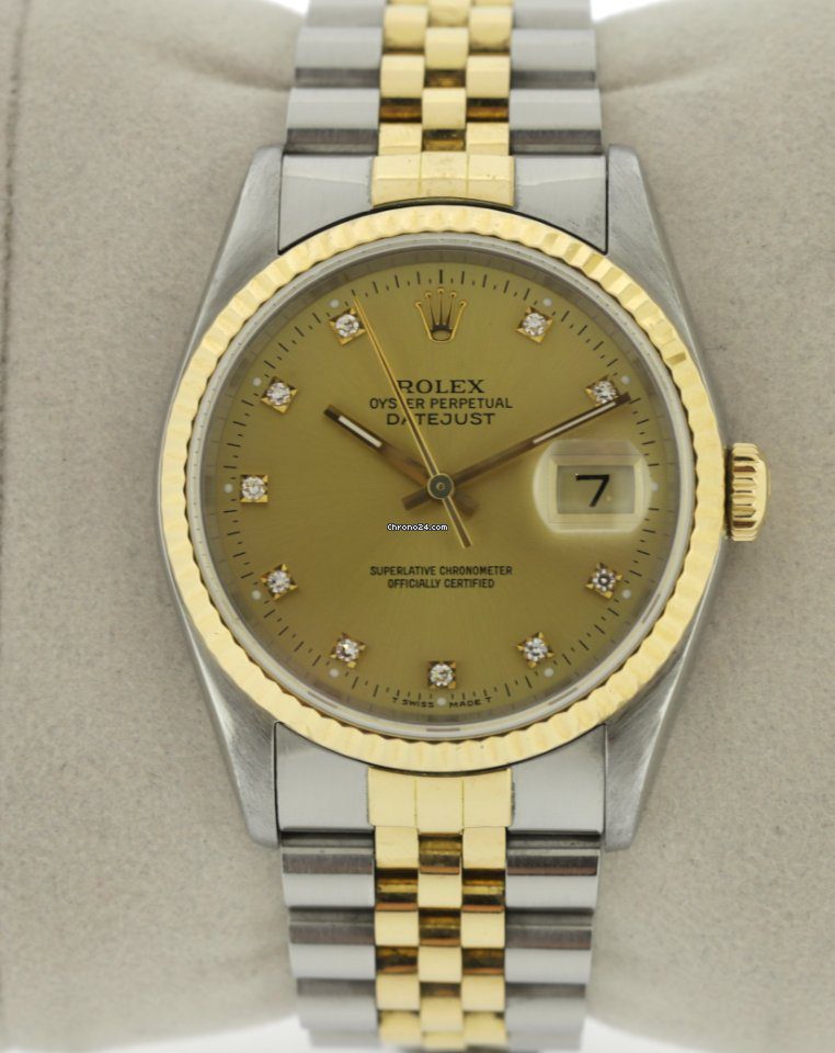 Rolex Datejust Factory Diamond Dial Steel & Gold 36mm Automatic