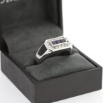 14K White Gold Blue Sapphire Diamond Ring 14K White Gold 3 Tier Diamond Ring