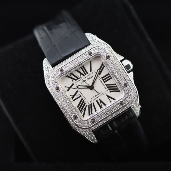Cartier Santos 100 Factory Diamonds Automatic Watch