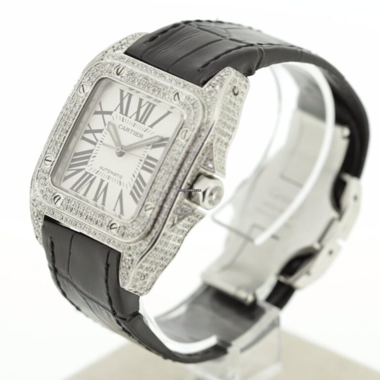 Cartier Santos 100 Factory Diamonds Automatic Watch