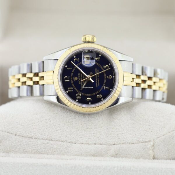 Rolex Lady-Datejust 26 Steel & Gold Royal Blue Dial Automatic Watch 69173