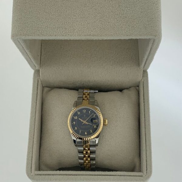 Rolex Lady-Datejust 26 Steel & Gold Royal Blue Dial Automatic Watch 69173