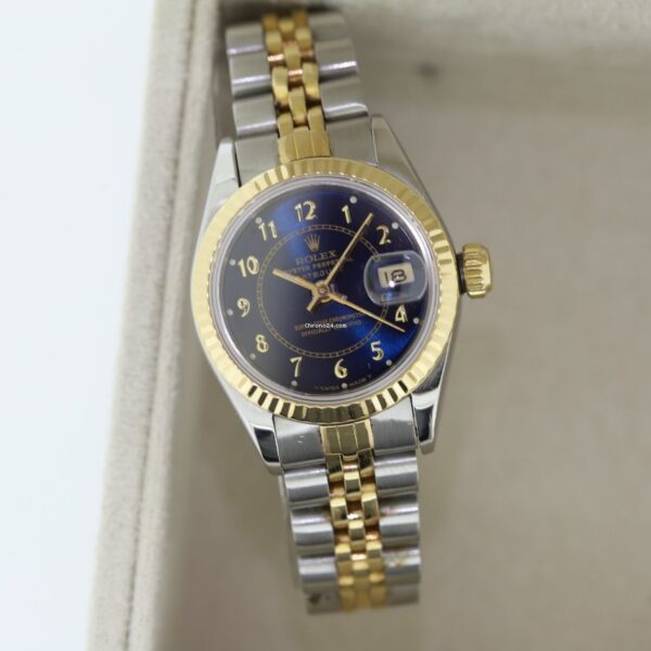 Rolex Lady-Datejust 26 Steel & Gold Royal Blue Dial Automatic Watch 69173