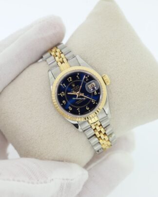 Rolex Lady-Datejust 26 Steel & Gold Royal Blue Dial Automatic Watch 69173