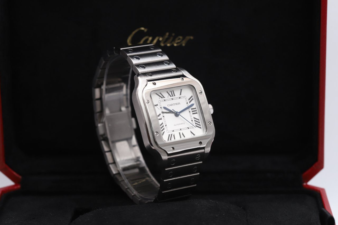 23462685-0buspzxnpucytqx94vij51mg-ExtraLarge Cartier Santos De Stainless Automatic Watch WSSA0029 Box/Papers