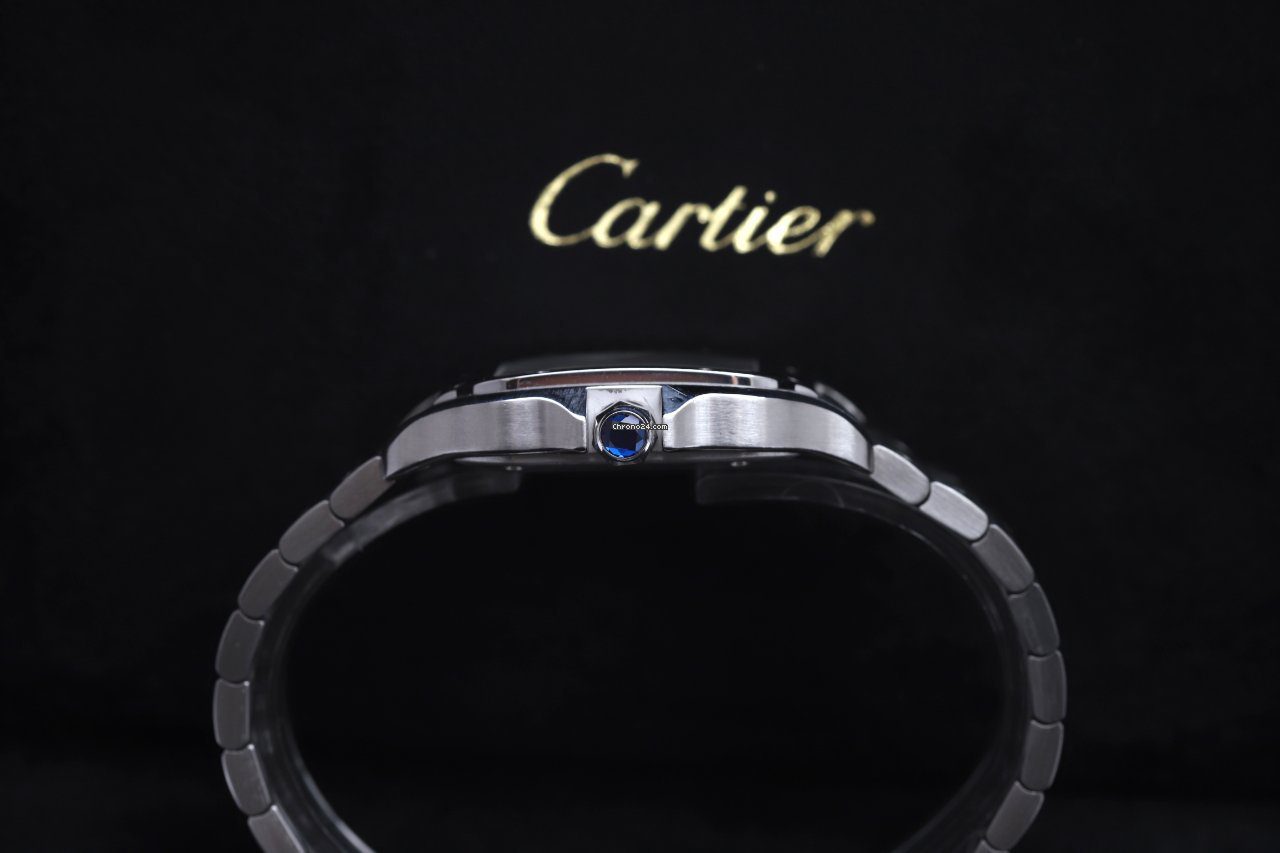 23462685-302yd2tl9utqz15lev1shpu6-ExtraLarge Cartier Santos De Stainless Automatic Watch WSSA0029 Box/Papers