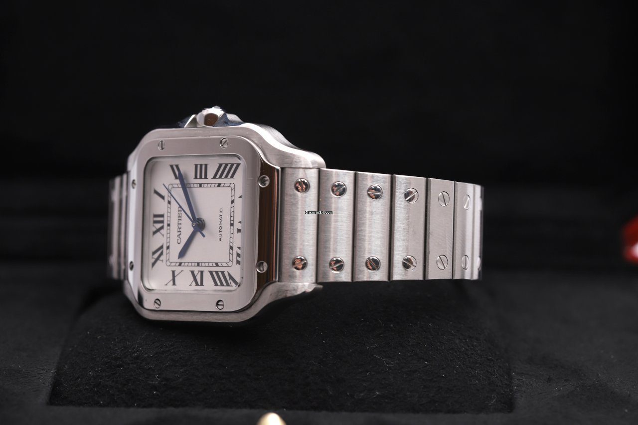 23462685-6m846c3wn1131hwhrbavfqh9-ExtraLarge Cartier Santos De Stainless Automatic Watch WSSA0029 Box/Papers