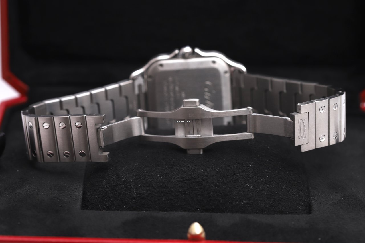 23462685-evnwafm3814tq99vz72geff1-ExtraLarge Cartier Santos De Stainless Automatic Watch WSSA0029 Box/Papers