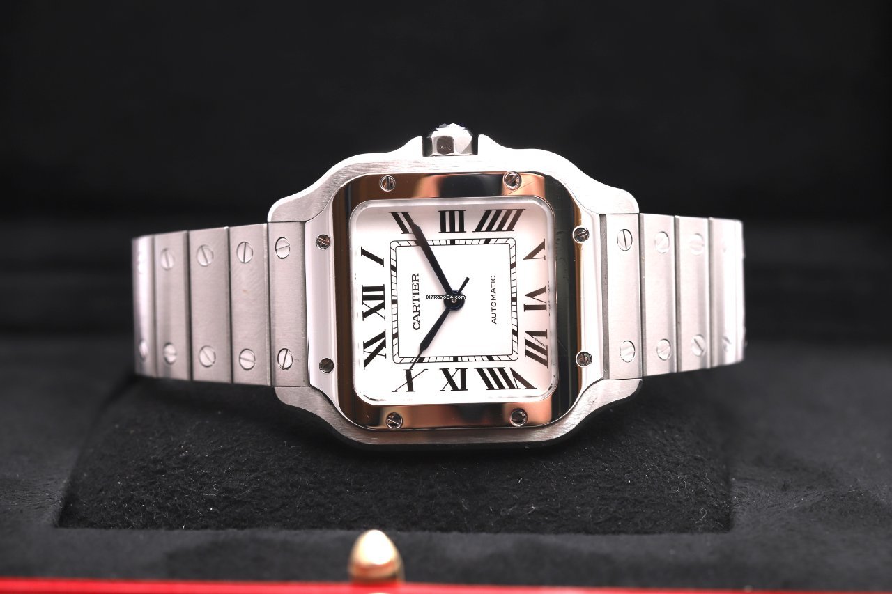23462685-otwd7medqkr1azoqwytjnri2-ExtraLarge Cartier Santos De Stainless Automatic Watch WSSA0029 Box/Papers