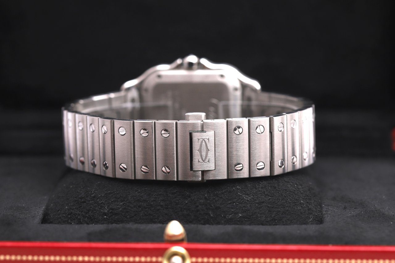 23462685-xlygocdu8uzzoft5farxmycg-ExtraLarge Cartier Santos De Stainless Automatic Watch WSSA0029 Box/Papers