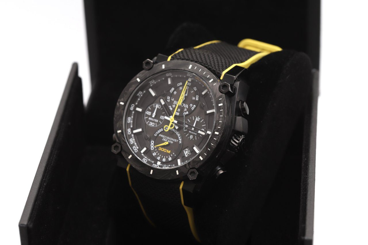 Bulova Precisionist Champlain Chronograph Carbon Bezel Quartz Watch 98B312