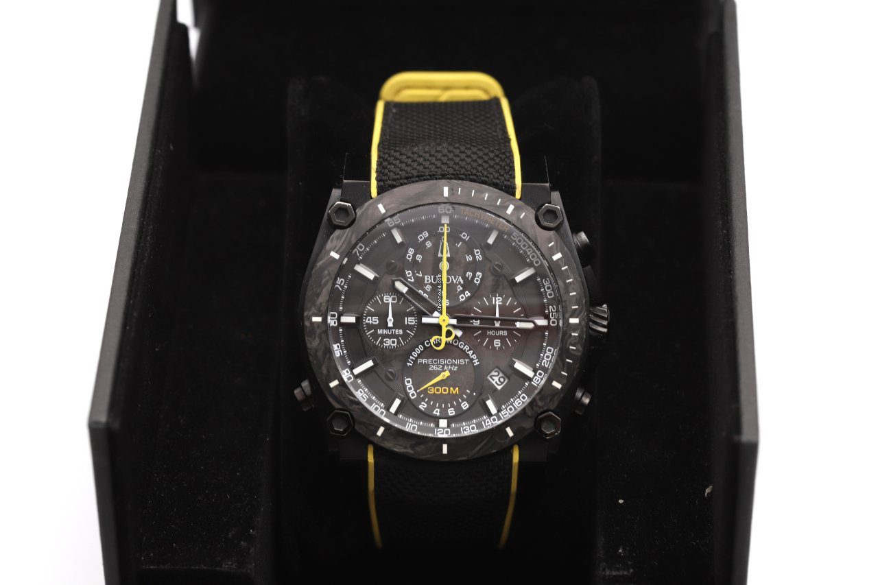 Bulova Precisionist Champlain Chronograph Carbon Bezel Quartz Watch 98B312